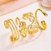 Pulseira de esmalte floral oca de borda larga dourada estilo europeu e americano, bracelete decorativo vintage de alta qualidade, joias banhadas a ouro