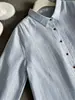 Top de rayas de manga larga holgado con solapa Otoño Temprano Casual Camisa Polo de una sola pieza para mujer Moda de Otoño Nicho A7064