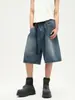 Shorts Jeans de Trabalho para Homens, Estilo Fino de Verão, Estilo Streetwear Americano, Versátil Solto Reta Esportivo Casual Comprimento do Joelho