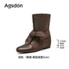 Botas Femininas Aogushi Deng Bico Fino Cano Curto 2026 Nova Coleção Outono Inverno Patchwork Solado Macio Salto Bloco Pés Não Cansados Botas para Calça Temperamento