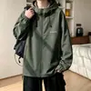 Jaqueta impermeável estampada com capuz, estilo americano, nova, tendência, para homens, outono, letra 2026, jaqueta esportiva para atividades ao ar livre