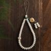 Novo Estilo Chinês Jade Branco Raiz de Bodhi Cordão para Celular Feminino Curto de Pulso Pingente Flor de Lótus Zen Decoração para Pendurar Celular