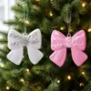 Nuevo colgante de lazo navideño de lentejuelas de Amazon Decoración DIY para árbol de Navidad Lazo de plástico electrochapado