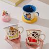 Caneca da Família Shin-Chan, Canecas de Cerâmica para Família de Quatro Pessoas, Par de Canecas para Casal, Copos de Beber de Aparência Sofisticada, Presentes de Aniversário