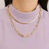 Jóias transfronteiriças europeias e americanas moda geométrica all-match punk estilo colar feminino simples de dupla camada osso de cobra colar de corrente cruzada