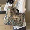 Bolso de Mano Floral de Gran Capacidad 2025 Nuevo Bolso Tote de Hombro Bolso de Lona Creativo Lindo Bolso Ins para el Almuerzo