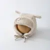 Chapéu infantil com abas de orelha em formato de estrela, chapéu quente para outono e inverno com cadarços para meninos e meninas, chapéu com capuz estilo cartoon
