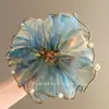 Accesorio para el Cabello Atmosférico Estilo Francés de Perlas Artificiales con Gradiente Azul Fresco, Cuentas Flotantes, Bordado de Organza y Scrunchie