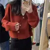 Suéter Cardigan Feminino com Gola, Roupa de Outono/Inverno 2026, Design Solto e Chique, Peça Curta de Tricô Única e de Nicho