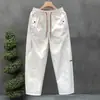 Calça Cargo Wide-Leg Versátil High Street Verão Outono 2026 Estilo Hong Kong Masculino Casual Simples Esportes ao Ar Livre Calça Longa Reta