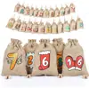 Bolsas de Yute con Cordón de Navidad 2026 Transfronterizas Bolsas Colgantes para Calendario de Adviento Set de Bolsas de Regalo de Navidad