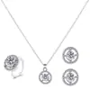 Juego de Joyas para Mujer, Conjunto Moderno de Tres Piezas, Collar, Pendientes y Anillo Personalizados de Alta Gama Incrustados con Pedrería Creativa
