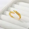 Anillo de Hoja de Acero Inoxidable Chapado en Oro de 18 Quilates de Venta Caliente Transfronteriza para Mujer Diseño de Nicho Estilo Ins Moda Exquisita Anillo Personalizado