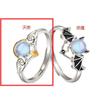 Anillo de Pareja Ángel y Demonio Blanco y Negro Par de Anillos de Apertura Modernos para Estudiantes Anillo de Pareja Retro de Piedra Lunar