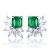 Nuevos Pendientes de Esmeralda Populares Europeos y Americanos con Forma de Princesa, Pendientes Creativos de Circonita Incrustada con Forma de Marquesa para Mujer