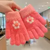 Guantes de Dedos Lindos para Niños Niñas Invierno Prueba de Frío Cálido Juego de Cinco Dedos Conjunto Completo de Dedos Tejido para Bebé Niños de Invierno