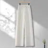 Pantalones de traje rectos personalizados para mujer, estilo nuevo fino de primavera y verano, para personas petite, de cintura alta, casual, sensación de hielo, pierna estrecha, cropped