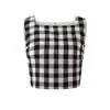Conjunto Duas Peças Preto e Branco Xadrez Estilo Doce e Cool para Mulheres Verão Uma Alça Camiseta Shorts de Cintura Alta Casual Garota Picante Conjunto Duas Peças