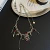 Diablo Spice Girl Love Colar de Couro Feminino Punk Colar Gargantilha Colar Subcultura Corrente Brincos Trendy