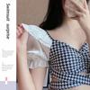 Traje de baño similar al de Song Ji-Ah, Estampado de pata de gallo, Dos piezas, Cubre abdomen, Adelgazante, Vestido de traje de baño conservador para aguas termales, Estilo deportivo a cuadros