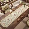Tapete de chá de bambu estilo chinês Tapete de drenagem de mesa Tapete de mesa de chá antigo Tapete absorvente de mesa Tapete longo de isolamento térmico de flores e pássaros