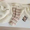 Calcetines de lana cálidos de tubo, bordados, serie en polvo, de punto, para niños, otoño e invierno