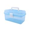 Caja de herramientas portátil pequeña de plástico transparente al por mayor de fábrica, caja de almacenamiento doble para pintura artística, caja de herramientas para decoración de uñas