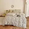 Conjunto de Quatro Peças de Algodão e Linho Tingido com Fio Retrô de Grau A para Mãe e Bebê Conjunto de Quatro Peças de Roupa de Cama de Algodão e Linho Quatro Peças