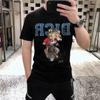 Moda Americana Pescoço Redondo bonito manga curta T-shirt Masculino Casual Summer Street Trendy Cartoon Tiger Print Hot Drilling T-sleeved T-shirt
