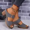 Sandálias de salto plataforma grossa da moda para mulheres, tamanho grande, de exportação, novas, em estoque para o verão, chinelo de praia em formato de peixe, transfronteiriço