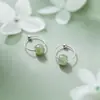 Pendientes de Plata Pura 999 con Jade Hetian para Mujer, Lujo Ligero, Gama Alta, Retro, Estilo Nacional, Modernos, Aros Simples, Joyería de Nicho Estilo Ins