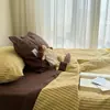 Conjunto de Colcha de Verão em Algodão 100% Tingido em Fio Algodão Lavado de Quatro Peças, Colcha de Verão Listrada Estilo Japonês Estilo Muji para Ar Condicionado, Colcha de Verão Refrescante em Algodão Puro