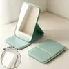 Espelho de Maquiagem Portátil Dobrável em PU para Estudantes, Espelho de Retoque de Mesa para Dormitório, Design Artístico, Mini Espelho Portátil Atacado