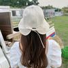 Sombrero de Pescador para Mujer Beige Combinación Perfecta Estilo Coreano Moda Cubre Rostro Estilo Japonés Lazo Verano Delgado Protector Solar Sombrero de Cubeta Protector Solar