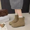 Botas Delgadas de Gamuza de Tacón Bajo Estilo Coreano Nuevas Otoño/Invierno 2025, Botines Versátiles Vintage, Botines Cortos, Botas Martin, Botas Birkenstock