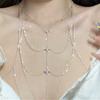Corrente de Corpo com Franjas de Corrente Multicamadas Zircônia Strass Corrente de Peito Corrente de Pescoço Colar de Festa Acessórios Femininos 2023 Explosões de Celebridades da Internet