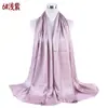 Primavera e Verão novo elegante versátil cor sólida plissado natural chiffon bico fechado lenço lenço lenço em estoque atacado transfronteiriço