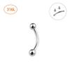 Uña de ceja de acero inoxidable de 6-12 mm de largo, cono de doble punta, bola, varilla con diente exterior, lengua, varilla curva, joyería para perforaciones