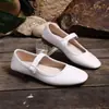Novos sapatos casuais femininos de calçar, cor sólida, couro macio, sola tipo tendão, corte baixo, bico raso, salto baixo, sola plana, fáceis de calçar