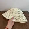 Chapéu de Pescador Vazado de Verão para Mulheres, Chapéu Balde Respirável Fino com Proteção Solar, Chapéu de Sol Fashion para Passeios