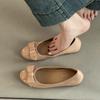 Zapatos de Cuero con Lazo de Verano para el Trabajo, Zapatos Individuales de Punta Redonda y Boca Baja para Mujer, Zapatos de Moda Estilo Hada con Tacón de Cuña de Charol y Suela Blanda