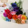 Flores Artificiais de Rosa de Cabeça Única Simuladas, Buquês de Rosas de Tecido Multicor, Decoração de Casa, Arranjos de Casamento, Flores Artificiais Atacado