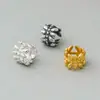 Contas espaçadoras de renda S925 em prata pura, contas pequenas em formato de barril na cor dourada, contas soltas ocas, acessórios para montagem manual de pulseiras DIY