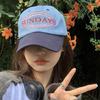 Gorra estilo ins coreano Colorblock Vintage Bordado de Letras Beige Verde Ajustable Casual Béisbol Sombrero para el Sol
