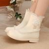 Botas de Princesa para Meninas Outono e Inverno, Botas de Cano Médio Antiderrapantes com Solado Grosso para Crianças Maiores, Botas de Cano Médio Infantis de Cor Sólida Novo Estilo com Solado de Borracha