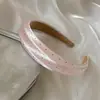 Faixa de Cabelo Larga de Cetim com Bolinhas Estilo Coreano para Mulheres, Tiara de Cabelo com Coroa Alta, Antiderrapante, Suave com o Cabelo, Acessório de Cabelo para o Verão