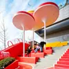 Jardín de Infantes Comunitario Fibra de Vidrio Exterior Tobogán Grande y Combinación de Banco, Equipo Decorativo, Instalaciones de Juego Infantiles al Aire Libre