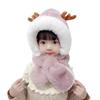 Gorro de felpa para niños invierno más terciopelo acolchado asta bebé gorro todo en uno niños y niñas sombrero a prueba de viento sombrero protector de orejas