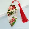 Marcadores de Página Estilo Chinês Flor de Peônia e Nervuras de Folha, Papelaria Educacional, Presentes Culturais para Amigos, Fornecimento Direto do Fabricante, com Marcadores de Página com Borla