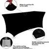 Mantel spandex para cocina de 6 pies aproximadamente 1.8 metros negro lavable resistente a las arrugas elástico rectangular mantel para patio actividades